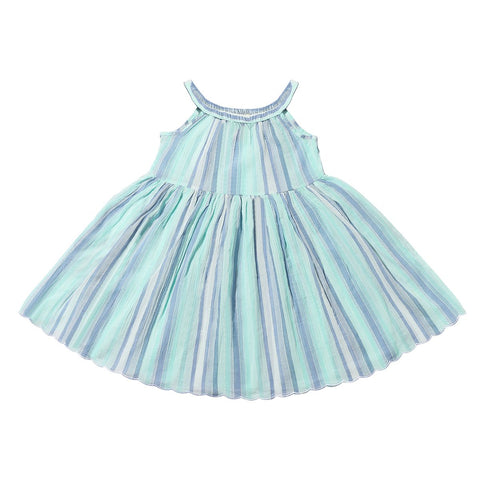 Stella Dress- Blue/Aqua Multi Stripe