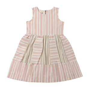 Kelly Dress- Pink & Tan Stripes