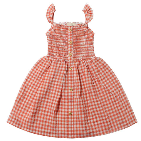 Jill Dress- Coral Plaid