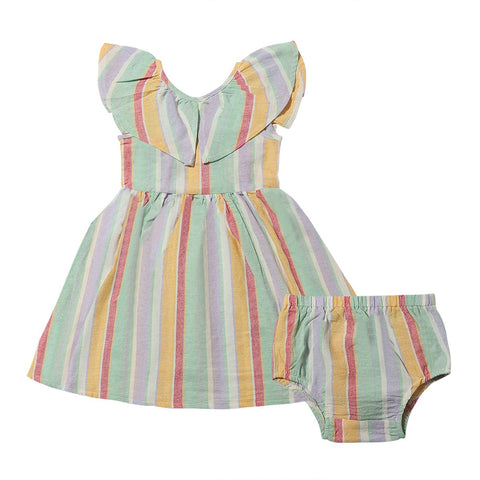 Harper Dress- Berry/Aqua Stripe