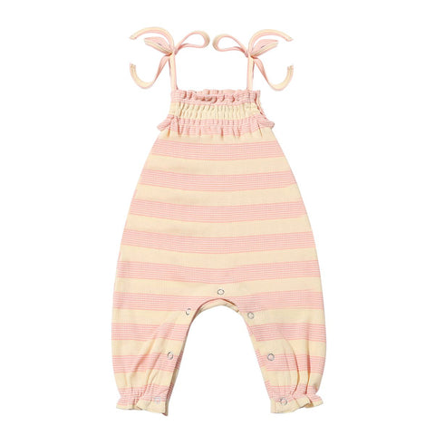 Victoria Romper-Light Pink Stripe Rib