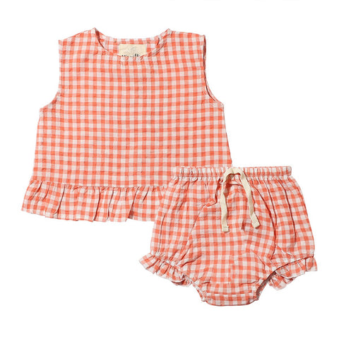 Aria Set- Coral Plaid