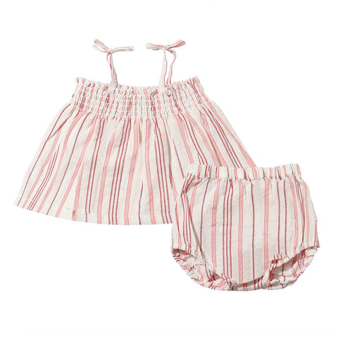 Bianca Smocked Set- Red Stripe