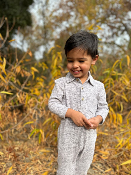 Kingston Polo Romper-Heathered Navy