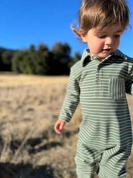 Kingston Polo Romper-Forest/Cream