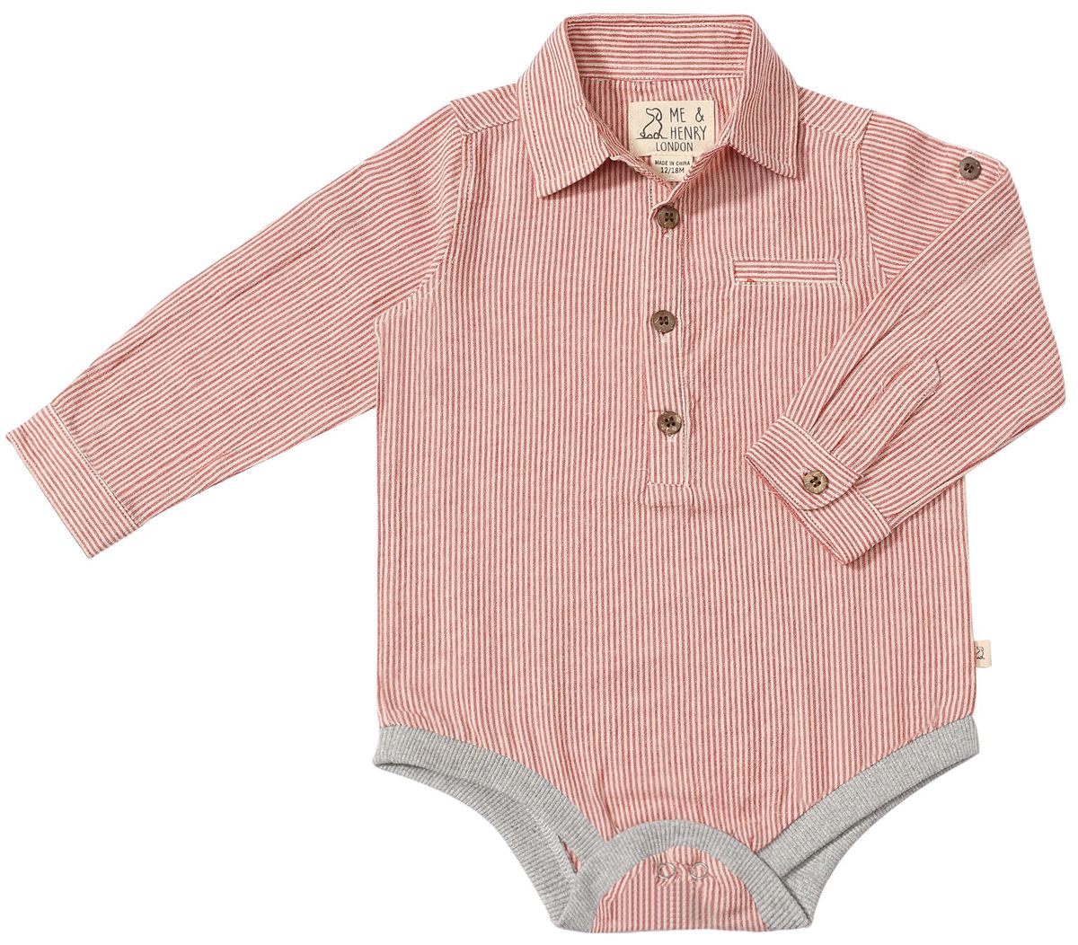 Jasper Woven Onesie- Red Micro Stripe