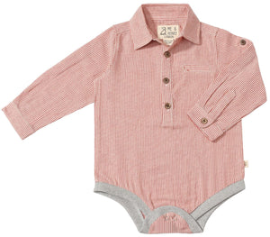 Jasper Woven Onesie- Red Micro Stripe