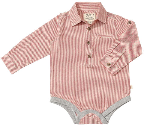 Jasper Woven Onesie- Red Micro Stripe