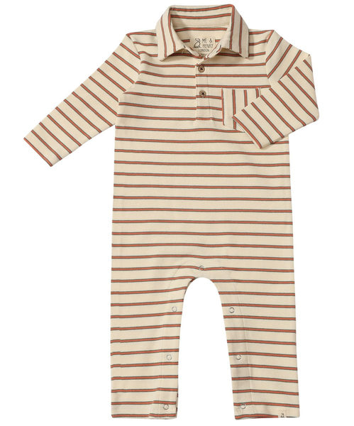 Kingston Polo Romper- Cream/Orange