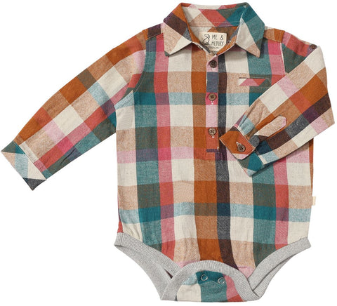 Jasper Woven Onesie- Rust Madras