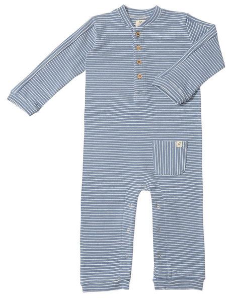 Mitch Henley Romper- Blue/white
