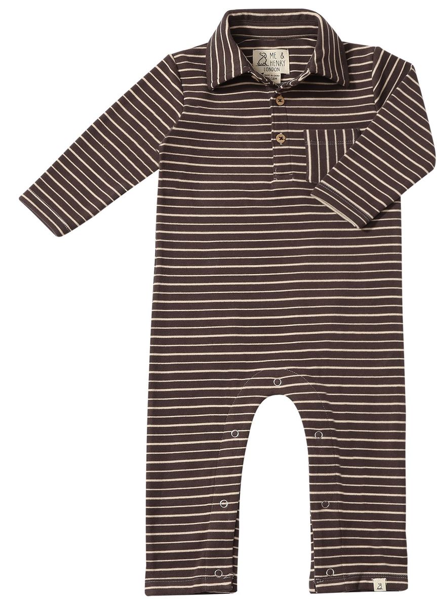 Kingston Polo Romper- Brown/Beige