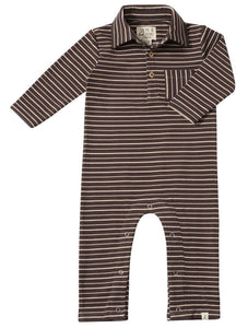 Kingston Polo Romper- Brown/Beige