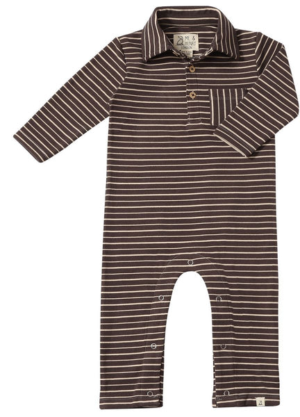 Kingston Polo Romper- Brown/Beige