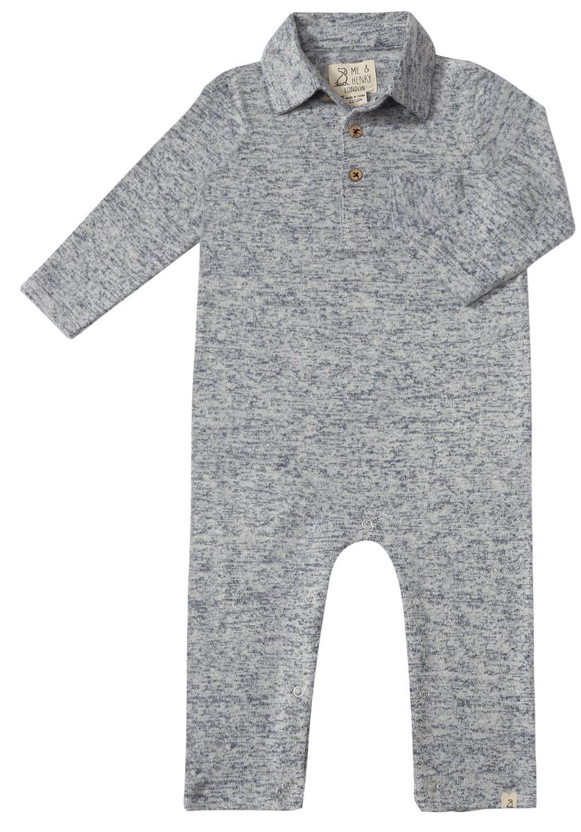 Kingston Polo Romper-Heathered Navy