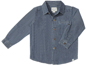 Atwood Woven Shirt- Blue/Thin White Stripe