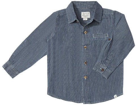 Atwood Woven Shirt- Blue/Thin White Stripe