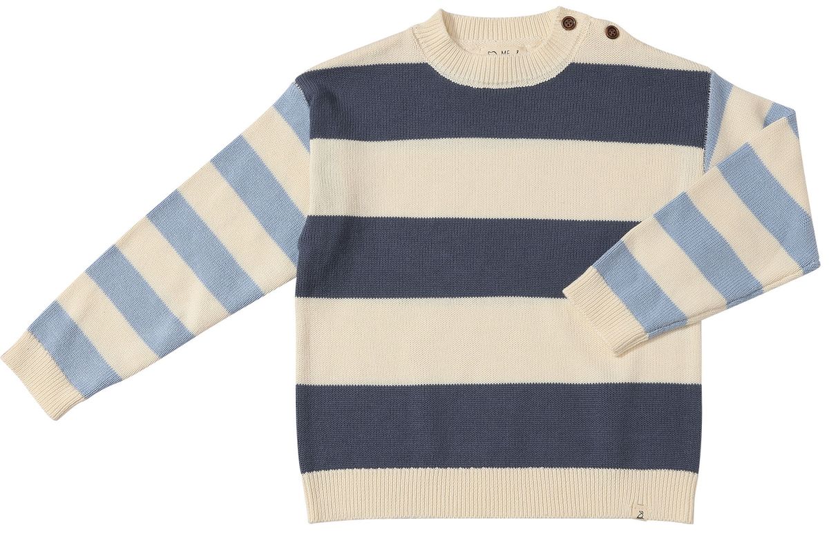 Ricardo Colour Block Sweater- Navy/ Blue arms