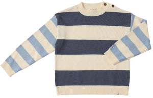 Ricardo Colour Block Sweater- Navy/ Blue arms