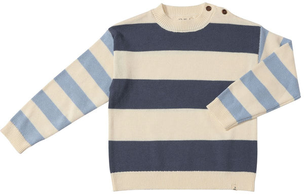 Ricardo Colour Block Sweater- Navy/ Blue arms