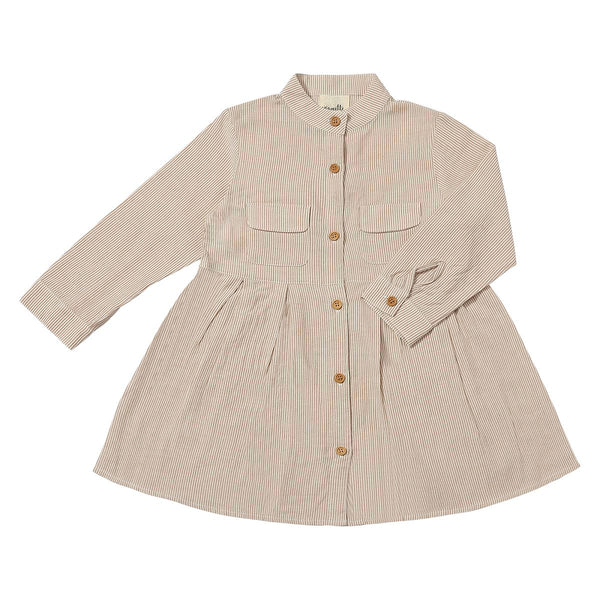 Hannah Dress- Oatmeal Stripe
