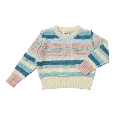 Donna Sweater- Blue/Pink Knit