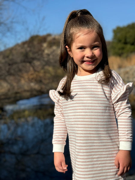 Cora Dress-Pink Glimmer Stripe