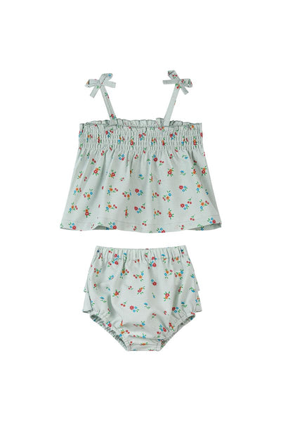 Bianca Set- Green Gingham Floral