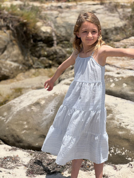 Sage Dress- Blue Stripe