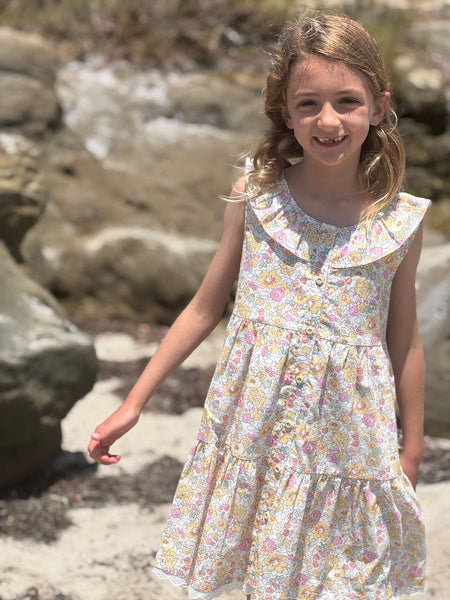 Willa Dress- Yellow Retro Floral