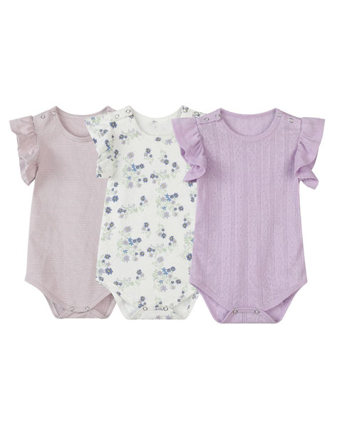 Wren Onesies-Lavender Stripe/Floral/Pointelle