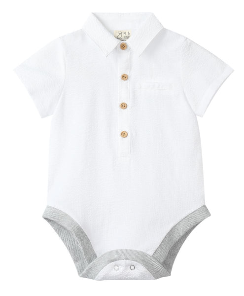 Helford Woven onesie- White seersucker