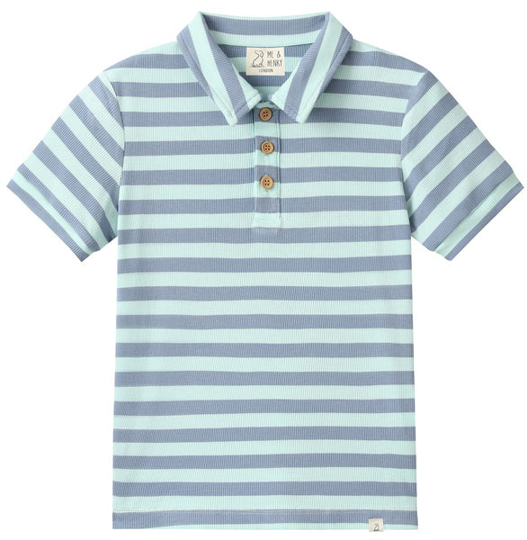 Shipping Polo- Pale chambray/blue stripe