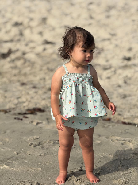 Bianca Set- Green Gingham Floral