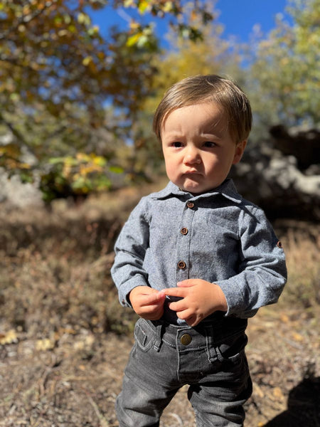 JASPER woven onesie- navy chambray