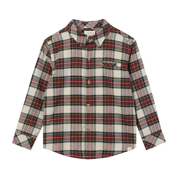 ATWOOD woven shirt - cream/green plaid