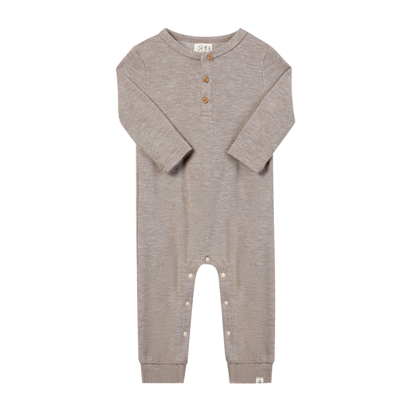 MASON ribbed henley romper- beige