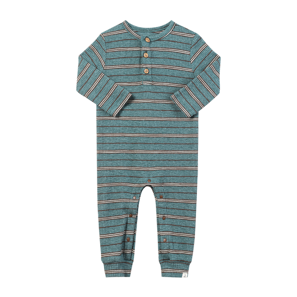 MASON ribbed henley romper- Teal rib
