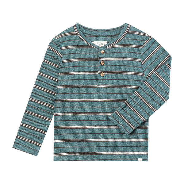 ADAMS ribbed henley- Teal Rib