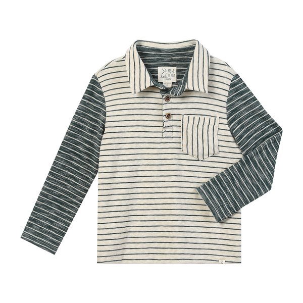 TROY polo- cream/green stripe