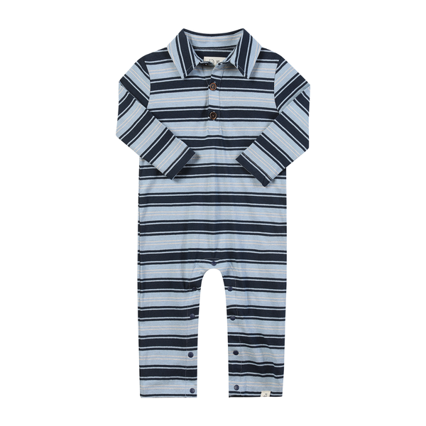 KINGSTON polo romper- china/navy stripe