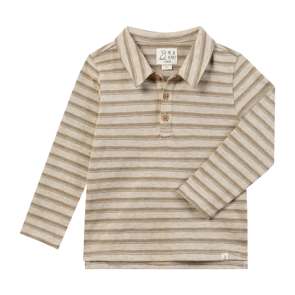 SPENCER knitted polo- beige/beige stripe