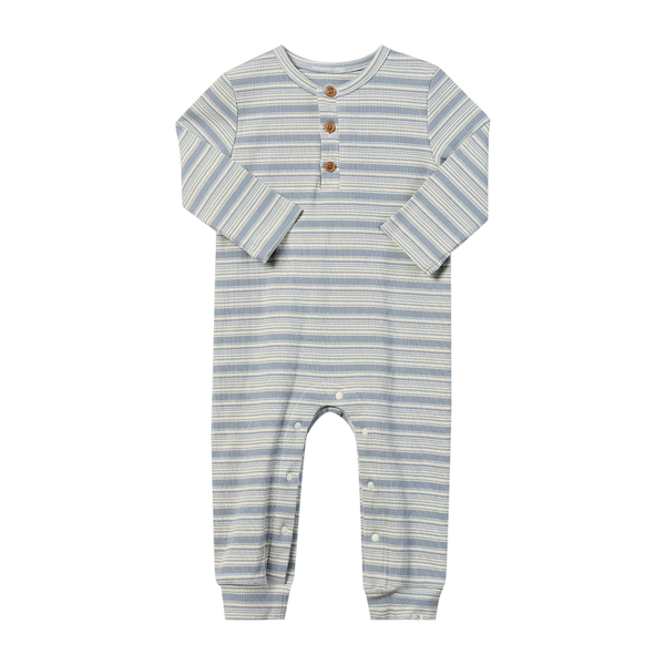 MASON ribbed henley romper- china/cream stripe