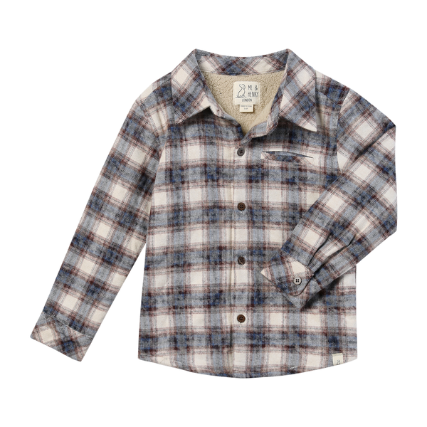 ADVENTURER sherpa lined shacket- blue vintage plaid