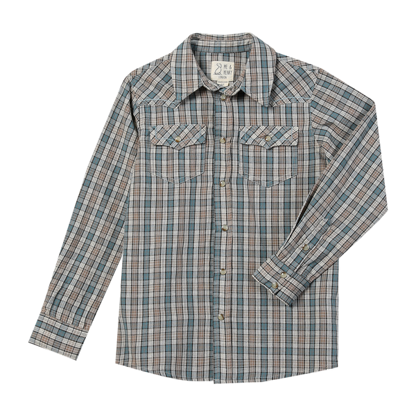 HOWDY western shirt- blue/cream plaid