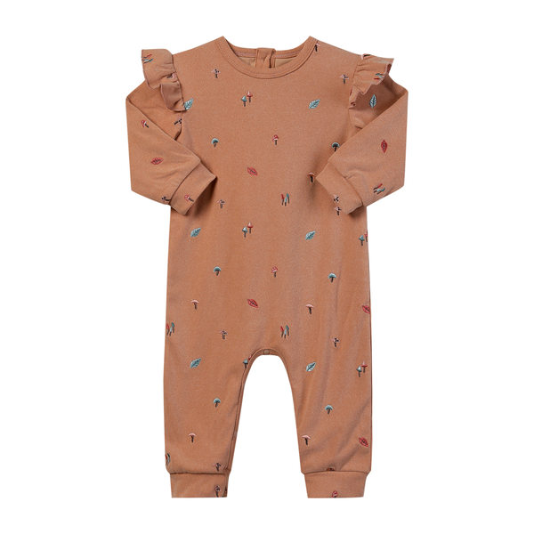 Noelle Romper-Embroidered Mushrooms