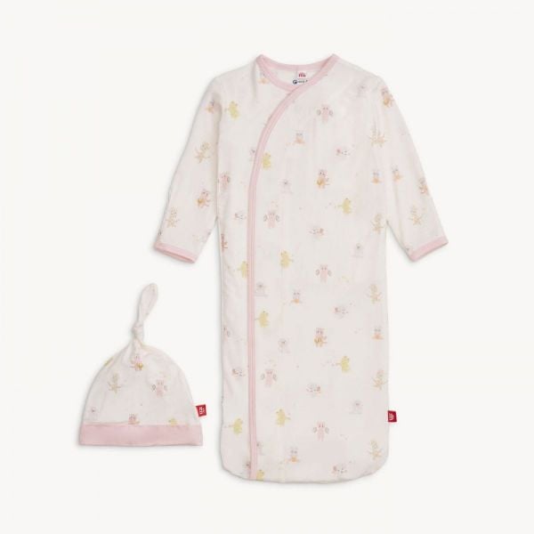 pink baby beats magnetic cozy sleeper gown + hat set