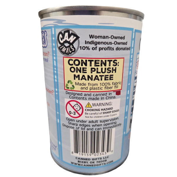 Becky the Canned Manatee - Eco-Friendly and Recycled Gift