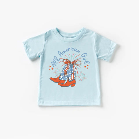 All American Girl Shirt- Ice Blue