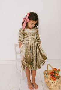 Pippa Dress in Gold Crushed Velvet